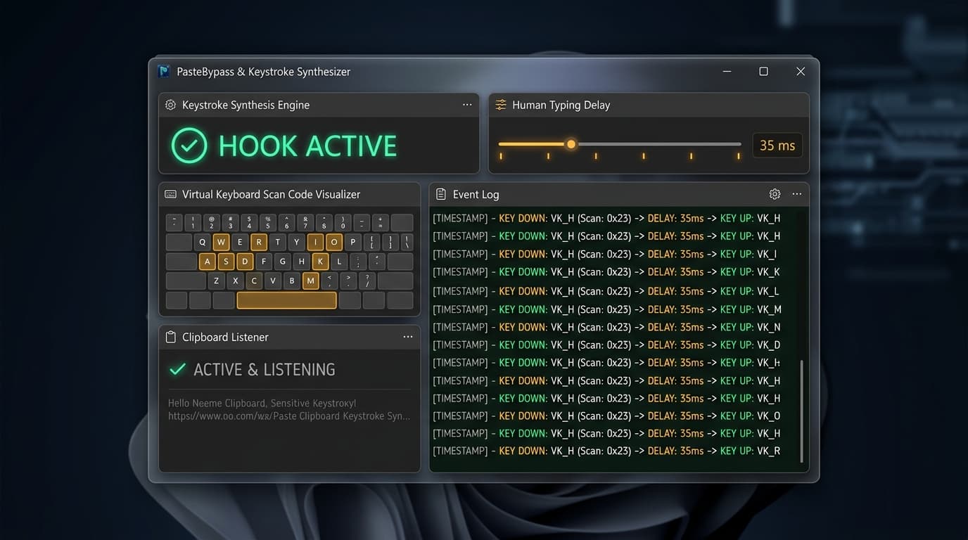 PasteBypass Keystroke Synthesizer Application UI